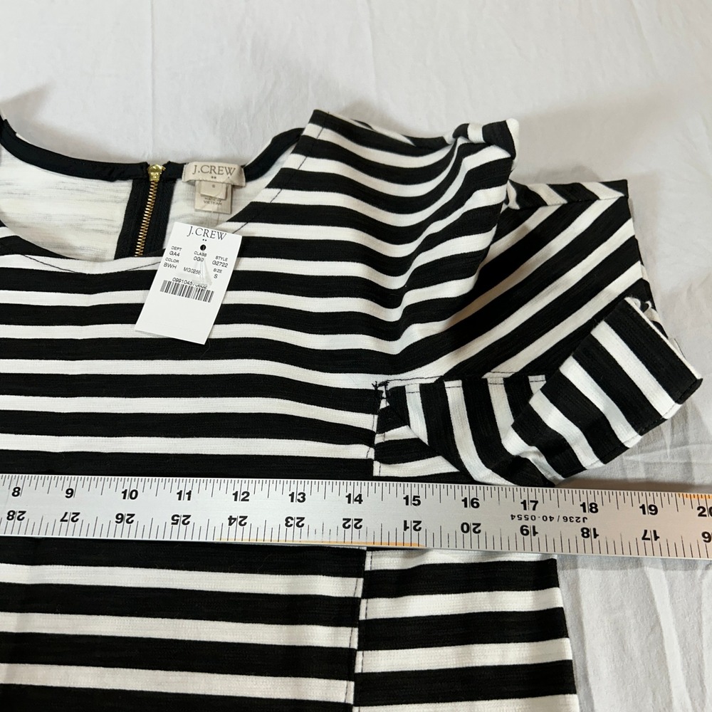 J.Crew Black White Striped Cotton Knit Shift Dress G2722 Womens Size S NWT - Picture 6 of 8